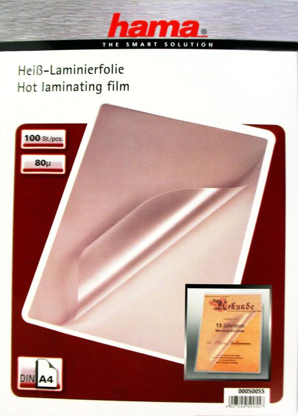 HAMA Fogli per Laminatrice A4 80 mg Trasparente Kit 100 Pezzi